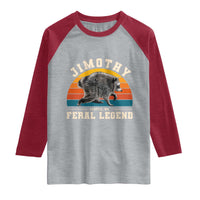 Jimothy from Seattle WA Feral Legend Raccoon Raglan Shirt Viral Trash Panda Vintage Sunset Arch Graphic