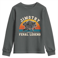 Jimothy from Seattle WA Feral Legend Raccoon Youth Sweatshirt Viral Trash Panda Vintage Sunset Arch Graphic