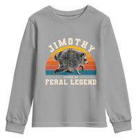 Jimothy from Seattle WA Feral Legend Raccoon Youth Sweatshirt Viral Trash Panda Vintage Sunset Arch Graphic