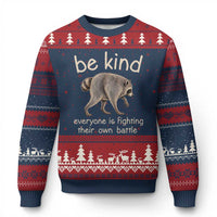 Jimothy the Raccoon Short Spine Inspirational Ugly Christmas Sweater Be Kind Everyone Is Fighting Their Own Battle Seattle Trash Panda Legend