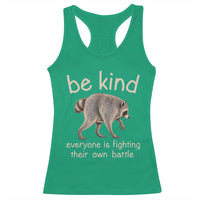 Jimothy the Raccoon Short Spine Inspirational Racerback Tank Top Be Kind Everyone Is Fighting Their Own Battle Seattle Trash Panda Legend