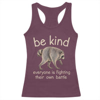 Jimothy the Raccoon Short Spine Inspirational Racerback Tank Top Be Kind Everyone Is Fighting Their Own Battle Seattle Trash Panda Legend