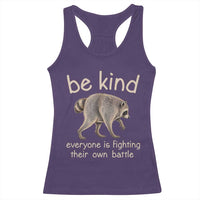 Jimothy the Raccoon Short Spine Inspirational Racerback Tank Top Be Kind Everyone Is Fighting Their Own Battle Seattle Trash Panda Legend