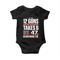 Funny 2A Math Word Problem Pro Gun Rights Baby Onesie 47 Guns Left Because I Lied About Having 12
