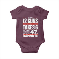 Funny 2A Math Word Problem Pro Gun Rights Baby Onesie 47 Guns Left Because I Lied About Having 12