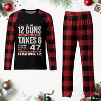 Funny 2A Math Word Problem Pro Gun Rights Plaid Pajama Set 47 Guns Left Because I Lied About Having 12