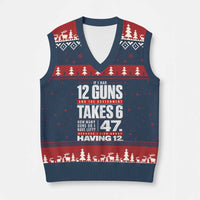 Funny 2A Math Word Problem Pro Gun Rights V-Neck Knit Sweater Vest 47 Guns Left Because I Lied About Having 12