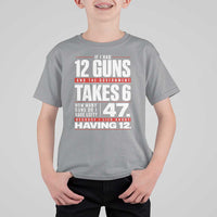 Funny 2A Math Word Problem Pro Gun Rights T Shirt For Kid 47 Guns Left Because I Lied About Having 12