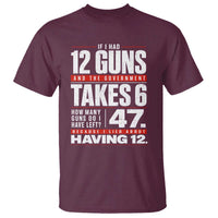 Funny 2A Math Word Problem Pro Gun Rights T Shirt 47 Guns Left Because I Lied About Having 12