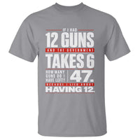 Funny 2A Math Word Problem Pro Gun Rights T Shirt 47 Guns Left Because I Lied About Having 12