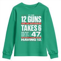 Funny 2A Math Word Problem Pro Gun Rights Youth Sweatshirt 47 Guns Left Because I Lied About Having 12