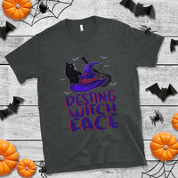 Funny Witch T Shirt Resting Witch Face With Black Cat - Wonder Print Shop