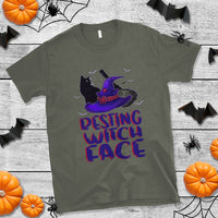 Funny Witch T Shirt Resting Witch Face With Black Cat - Wonder Print Shop