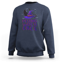 Funny Witch Sweatshirt Resting Witch Face With Black Cat - Wonder Print Shop