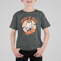 Halloween Skating Boo Sheet T Shirt For Kid Creep It Real Ghost Fall Season Retro Vintage - Wonder Print Shop