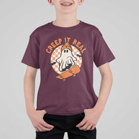 Halloween Skating Boo Sheet T Shirt For Kid Creep It Real Ghost Fall Season Retro Vintage - Wonder Print Shop