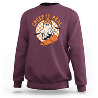 Halloween Skating Boo Sheet Sweatshirt Creep It Real Ghost Fall Season Retro Vintage - Wonder Print Shop