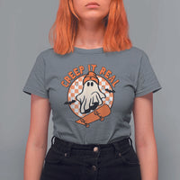 Halloween Skating Boo Sheet T Shirt For Women Creep It Real Ghost Fall Season Retro Vintage - Wonder Print Shop
