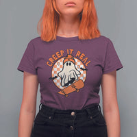 Halloween Skating Boo Sheet T Shirt For Women Creep It Real Ghost Fall Season Retro Vintage - Wonder Print Shop