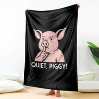Quiet Piggy Funny Shushing Pig Throw Blanket Funny Political Satire Cute Cartoon Animal Humor - Wonder Print Shop
