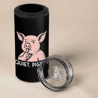 Quiet Piggy Funny Shushing Pig 4 in 1 Can Cooler Tumbler Funny Political Satire Cute Cartoon Animal Humor - Wonder Print Shop