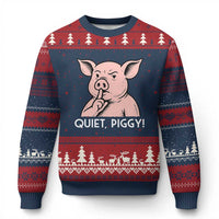 Quiet Piggy Funny Shushing Pig Ugly Christmas Sweater Funny Political Satire Cute Cartoon Animal Humor - Wonder Print Shop