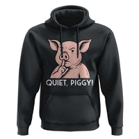 Quiet Piggy Funny Shushing Pig Hoodie Funny Political Satire Cute Cartoon Animal Humor - Wonder Print Shop