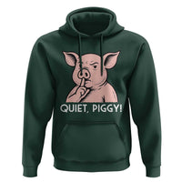 Quiet Piggy Funny Shushing Pig Hoodie Funny Political Satire Cute Cartoon Animal Humor - Wonder Print Shop