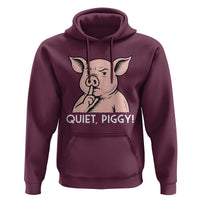 Quiet Piggy Funny Shushing Pig Hoodie Funny Political Satire Cute Cartoon Animal Humor - Wonder Print Shop