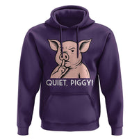 Quiet Piggy Funny Shushing Pig Hoodie Funny Political Satire Cute Cartoon Animal Humor - Wonder Print Shop