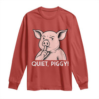 Quiet Piggy Funny Shushing Pig Long Sleeve Shirt Funny Political Satire Cute Cartoon Animal Humor - Wonder Print Shop