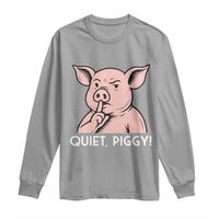 Quiet Piggy Funny Shushing Pig Long Sleeve Shirt Funny Political Satire Cute Cartoon Animal Humor - Wonder Print Shop