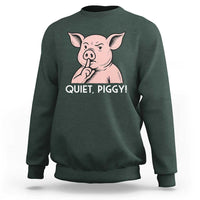 Quiet Piggy Funny Shushing Pig Sweatshirt Funny Political Satire Cute Cartoon Animal Humor - Wonder Print Shop