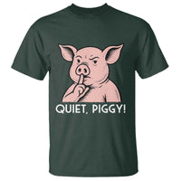 Quiet Piggy Funny Shushing Pig T Shirt Funny Political Satire Cute Cartoon Animal Humor - Wonder Print Shop