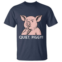 Quiet Piggy Funny Shushing Pig T Shirt Funny Political Satire Cute Cartoon Animal Humor - Wonder Print Shop