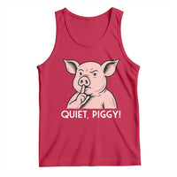 Quiet Piggy Funny Shushing Pig Tank Top Funny Political Satire Cute Cartoon Animal Humor - Wonder Print Shop
