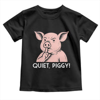 Quiet Piggy Funny Shushing Pig Toddler T Shirt Funny Political Satire Cute Cartoon Animal Humor - Wonder Print Shop