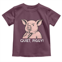Quiet Piggy Funny Shushing Pig Toddler T Shirt Funny Political Satire Cute Cartoon Animal Humor - Wonder Print Shop