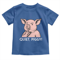 Quiet Piggy Funny Shushing Pig Toddler T Shirt Funny Political Satire Cute Cartoon Animal Humor - Wonder Print Shop