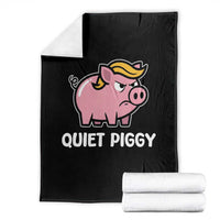 Quiet Piggy Funny Blonde Pig Throw Blanket Political Satire Humor Free Speech Cute Cartoon - Wonder Print Shop
