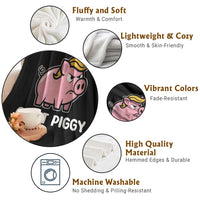 Quiet Piggy Funny Blonde Pig Throw Blanket Political Satire Humor Free Speech Cute Cartoon - Wonder Print Shop