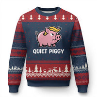 Quiet Piggy Funny Blonde Pig Ugly Christmas Sweater Political Satire Humor Free Speech Cute Cartoon - Wonder Print Shop