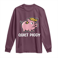 Quiet Piggy Funny Blonde Pig Long Sleeve Shirt Political Satire Humor Free Speech Cute Cartoon - Wonder Print Shop