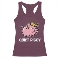 Quiet Piggy Funny Blonde Pig Racerback Tank Top Political Satire Humor Free Speech Cute Cartoon - Wonder Print Shop