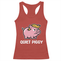 Quiet Piggy Funny Blonde Pig Racerback Tank Top Political Satire Humor Free Speech Cute Cartoon - Wonder Print Shop