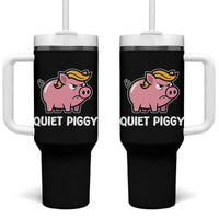 Quiet Piggy Funny Blonde Pig Tumbler With Handle Political Satire Humor Free Speech Cute Cartoon - Wonder Print Shop
