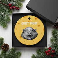 Quiet Piggy Metal Style Ceramic Ornament Dark Humor Pig Political Satire Humor Rock Aesthetic - Wonder Print Shop