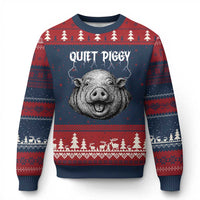 Quiet Piggy Metal Style Ugly Christmas Sweater Dark Humor Pig Political Satire Humor Rock Aesthetic - Wonder Print Shop