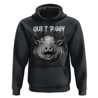 Quiet Piggy Metal Style Hoodie Dark Humor Pig Political Satire Humor Rock Aesthetic - Wonder Print Shop