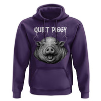 Quiet Piggy Metal Style Hoodie Dark Humor Pig Political Satire Humor Rock Aesthetic - Wonder Print Shop